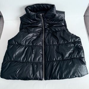 Michael Kors Puffer Quilted Vest Jacket Allover Logo Womens Size XL Black